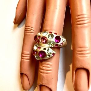 Vintage fantasy silver color full stones .